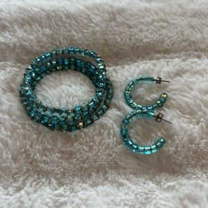 Blue Bracelet and Earring Set